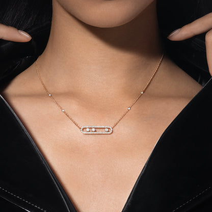 [Okajuri Jewelry] Move Pave_ Rose Gold Diamond Necklace