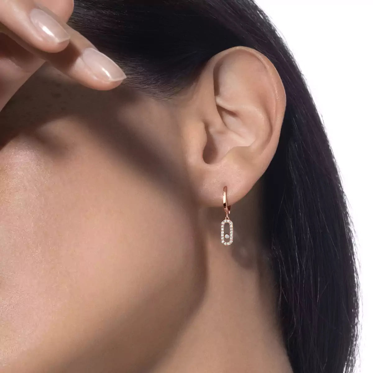 [Okajuri Jewelry]Move Uno Single Diamond Hoop Earring