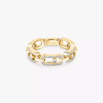 [Okajuri Jewelry]Move Link Pave_-Set Diamond Ring in Gold