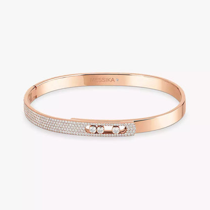 [Okajuri Jewelry]Move Noa Rose Gold Pavé Diamond Bangle Bracelet