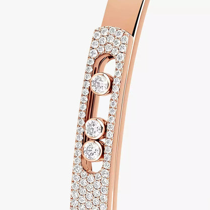 [Okajuri Jewelry]Move Noa Rose Gold Pavé Diamond Bangle Bracelet