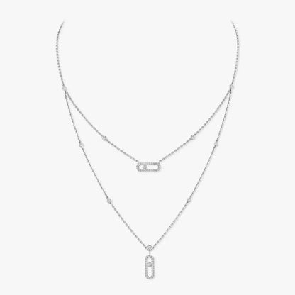 [Okajuri Jewelry]2 Rows Rose Gold Diamond Pave_ Necklace Move Uno