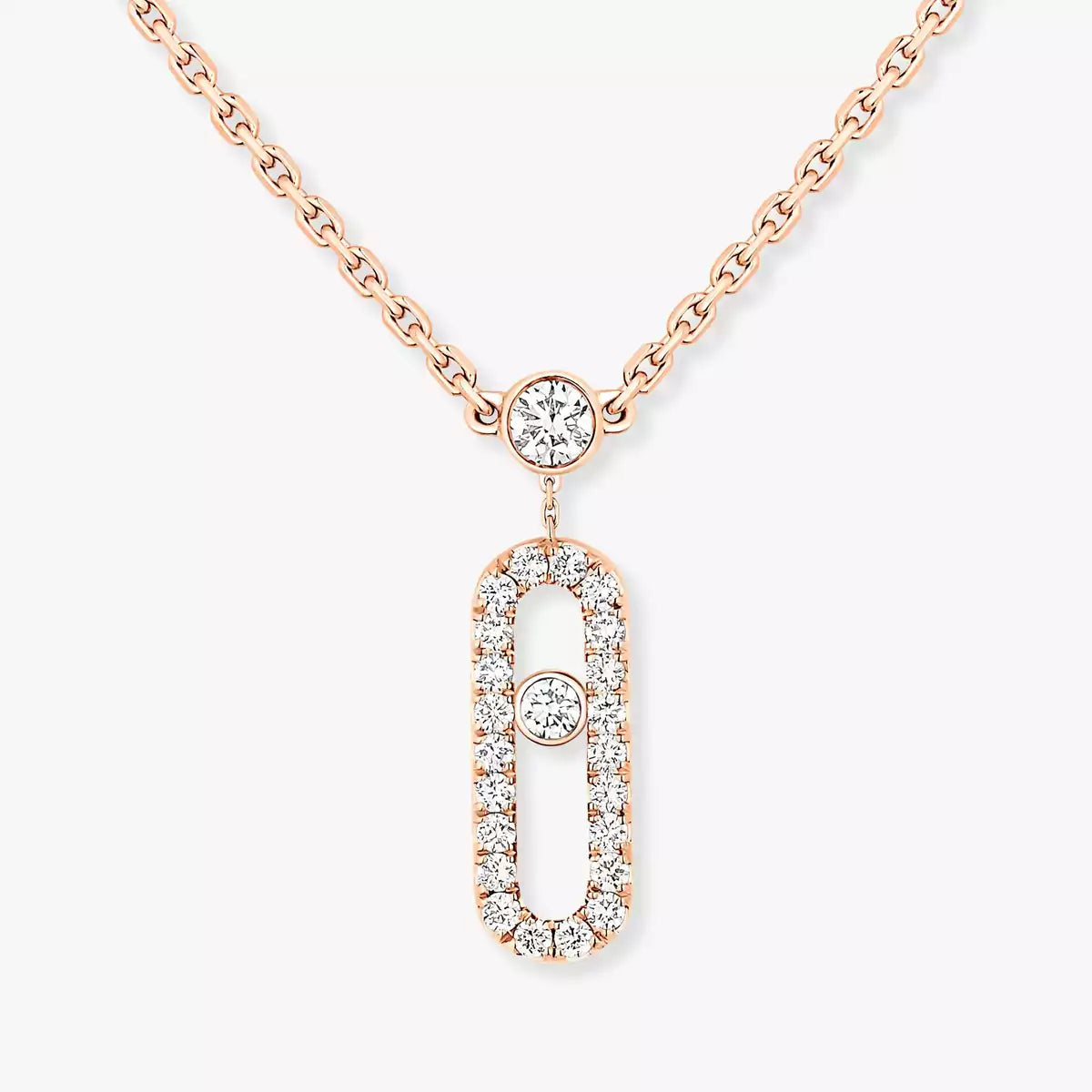[Okajuri Jewelry]2 Rows Rose Gold Diamond Pave_ Necklace Move Uno