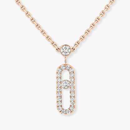 [Okajuri Jewelry]2 Rows Rose Gold Diamond Pave_ Necklace Move Uno