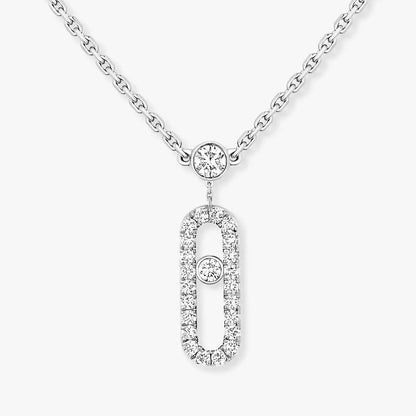 [Okajuri Jewelry]2 Rows Rose Gold Diamond Pave_ Necklace Move Uno