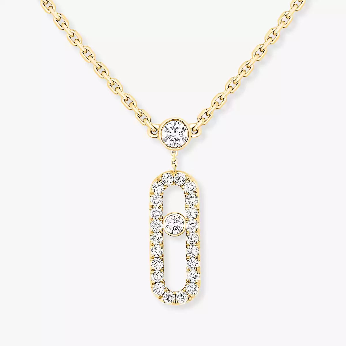 [Okajuri Jewelry]2 Rows Rose Gold Diamond Pave_ Necklace Move Uno