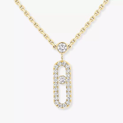 [Okajuri Jewelry]2 Rows Rose Gold Diamond Pave_ Necklace Move Uno