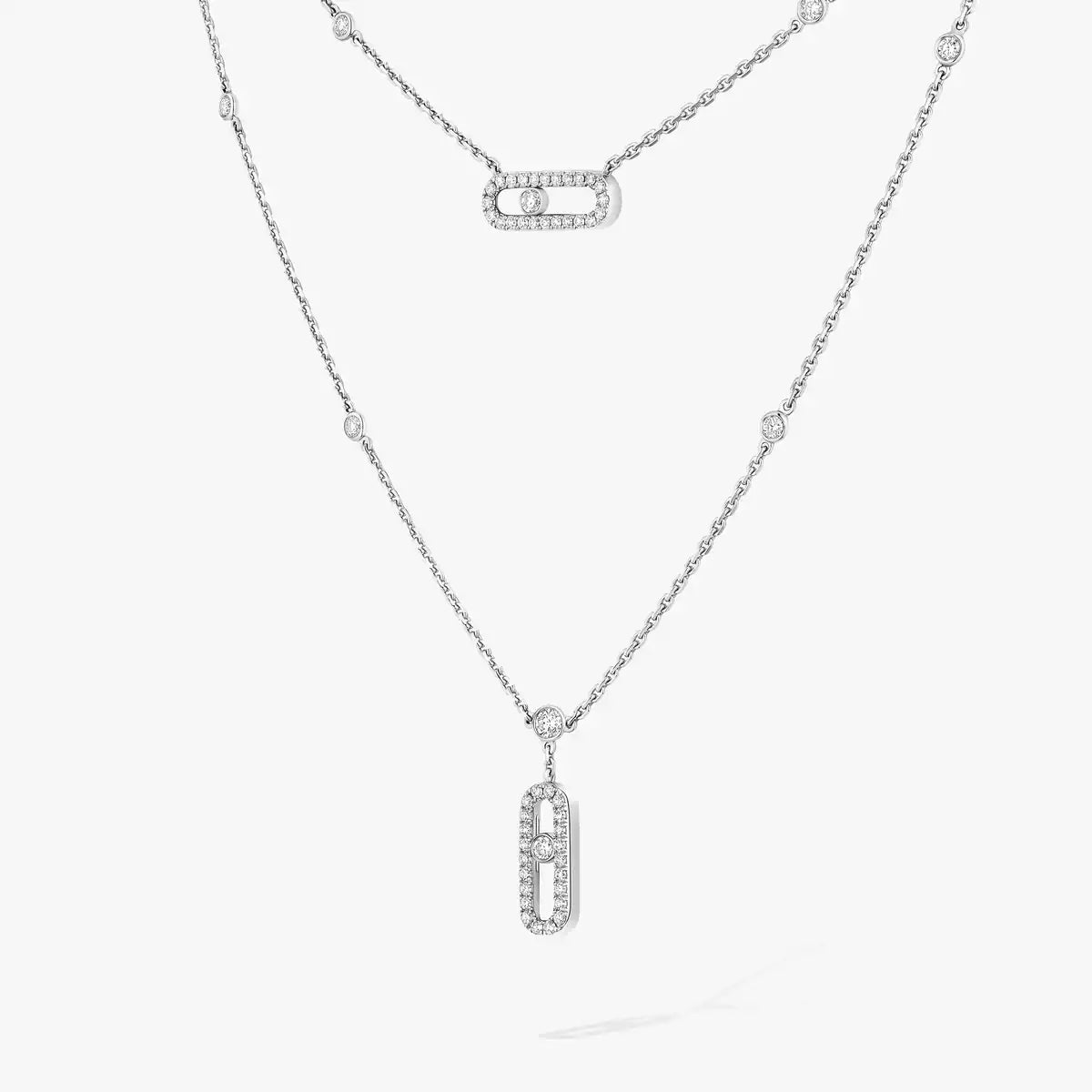 [Okajuri Jewelry]2 Rows Rose Gold Diamond Pave_ Necklace Move Uno