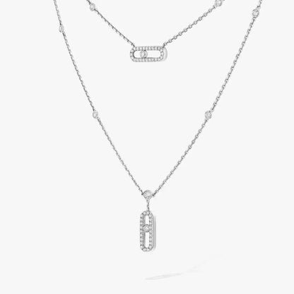 [Okajuri Jewelry]2 Rows Rose Gold Diamond Pave_ Necklace Move Uno