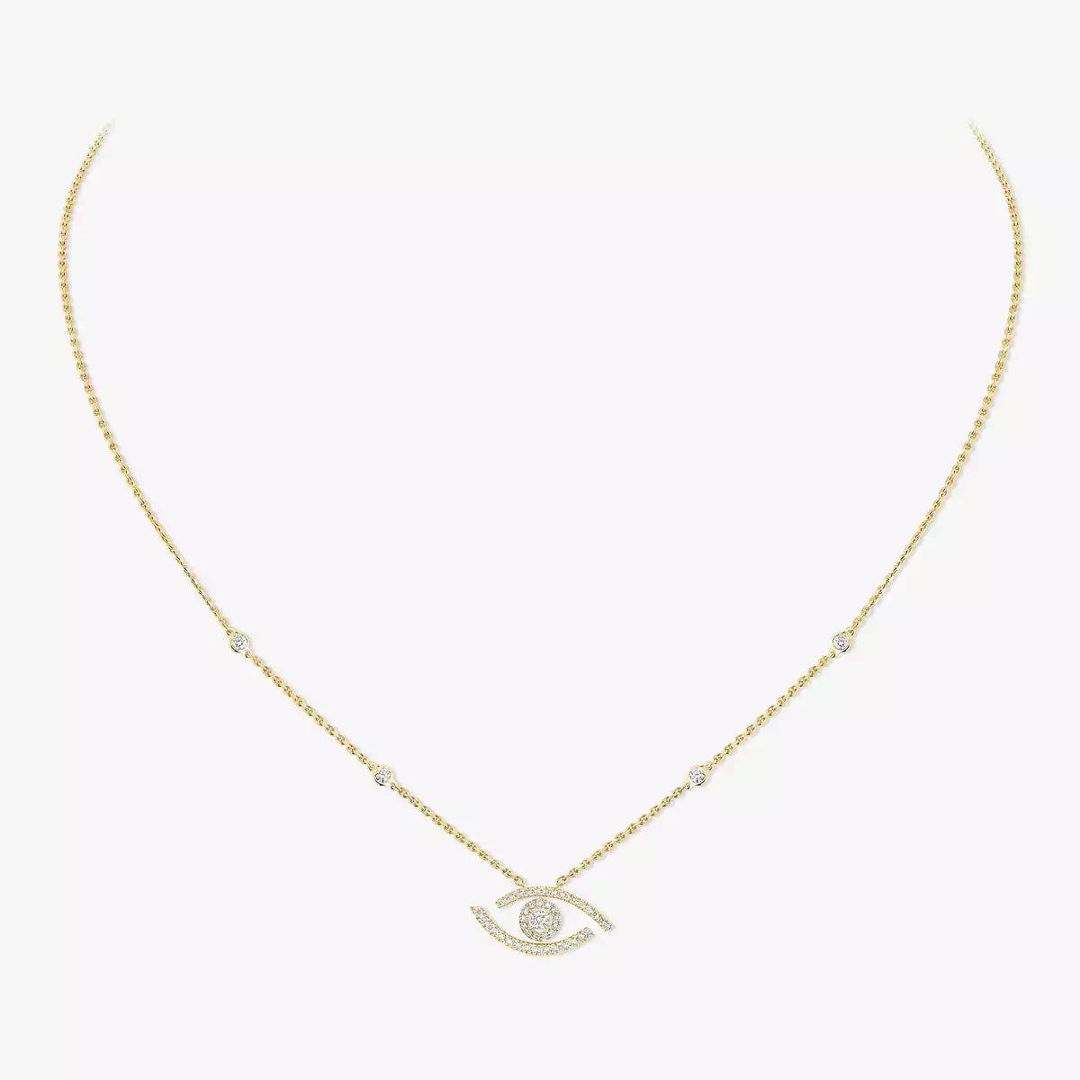 [Okajuri Jewelry]Pave_ Diamond Necklace Lucky Eye