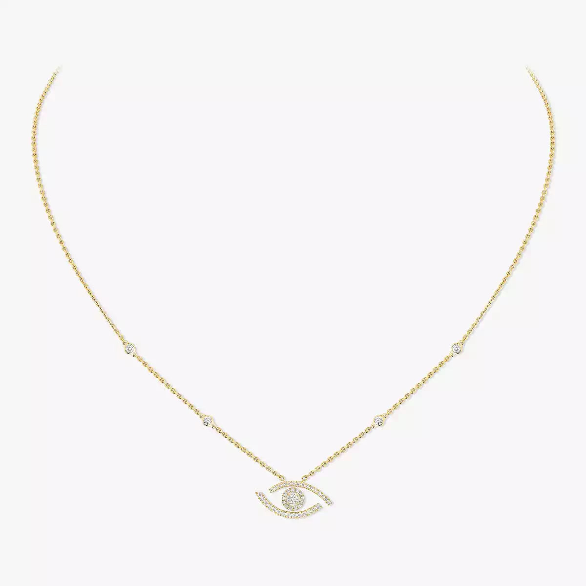 [Okajuri Jewelry]Pave_ Diamond Necklace Lucky Eye