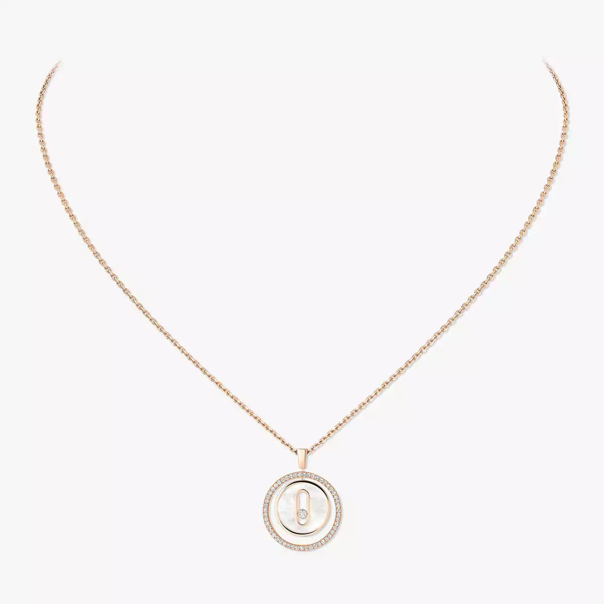 [Okajuri Jewelry]Lucky Move Diamond Necklace in Rose Gold and White Mother-of-Pearl