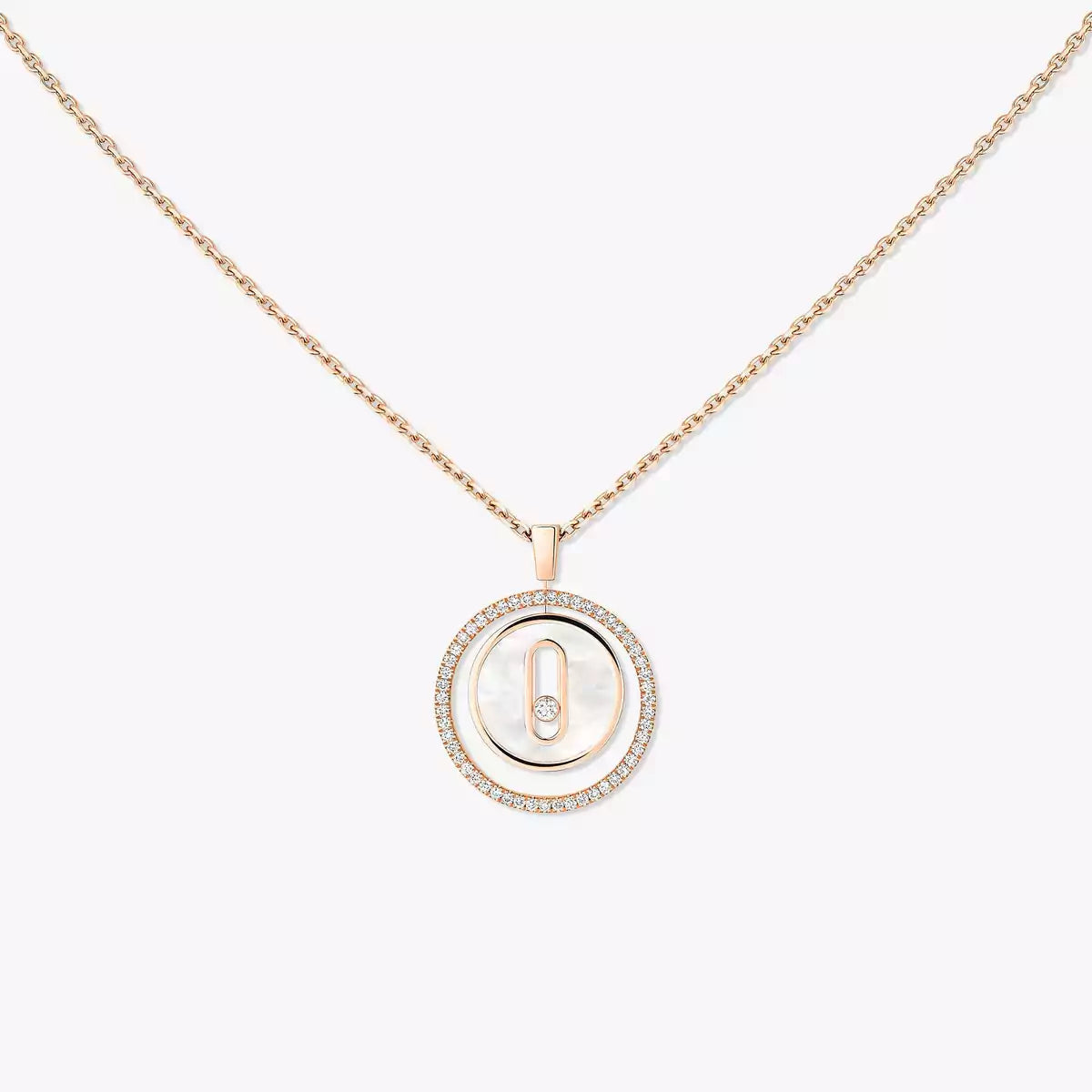 [Okajuri Jewelry]Lucky Move Diamond Necklace in Rose Gold and White Mother-of-Pearl