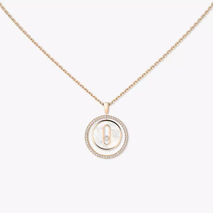 [Okajuri Jewelry]Lucky Move Diamond Necklace in Rose Gold and White Mother-of-Pearl