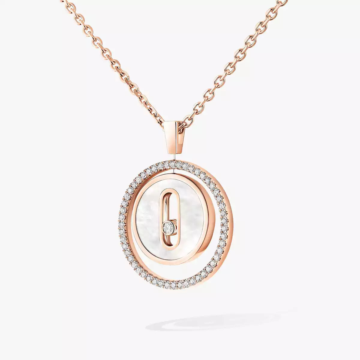 [Okajuri Jewelry]Lucky Move Diamond Necklace in Rose Gold and White Mother-of-Pearl
