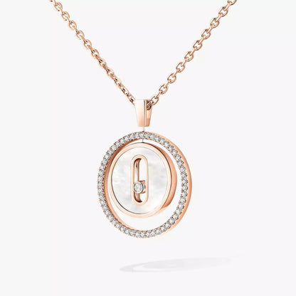 [Okajuri Jewelry]Lucky Move Diamond Necklace in Rose Gold and White Mother-of-Pearl