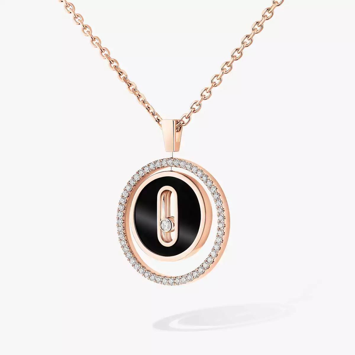 [Okajuri Jewelry]Lucky Move Diamond Necklace in Rose Gold and White Mother-of-Pearl