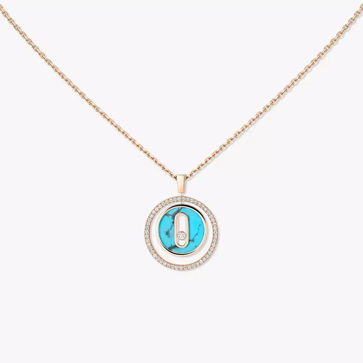 [Okajuri Jewelry]Lucky Move Diamond Necklace in Rose Gold and White Mother-of-Pearl
