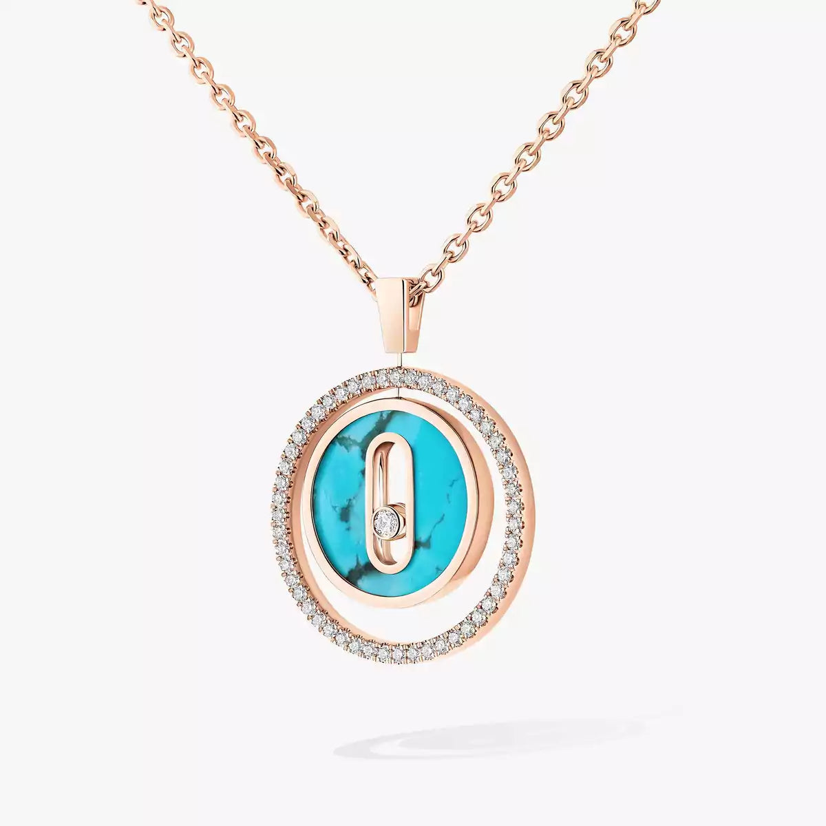 [Okajuri Jewelry]Lucky Move Diamond Necklace in Rose Gold and White Mother-of-Pearl