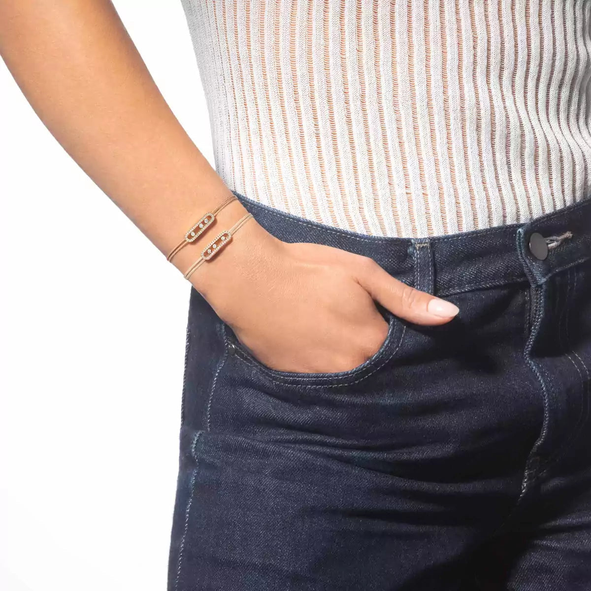 [Okajuri Jewelry]Messika Care(s) pink cord pavé bracelet