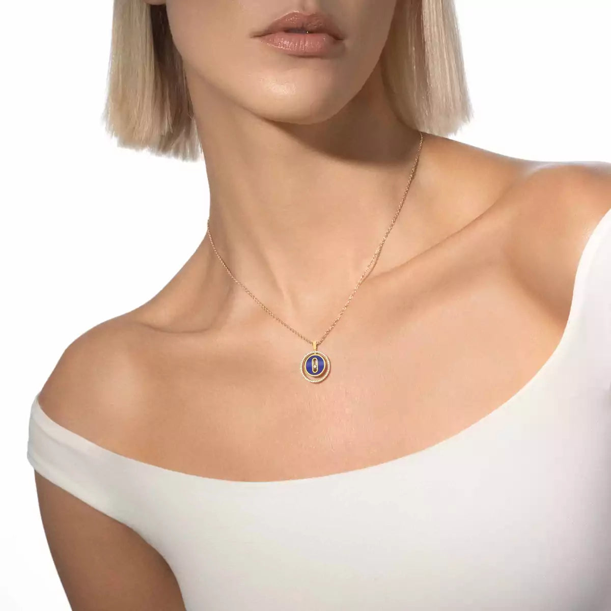 [Okajuri Jewelry]Lucky Move Diamond Necklace in Rose Gold and White Mother-of-Pearl