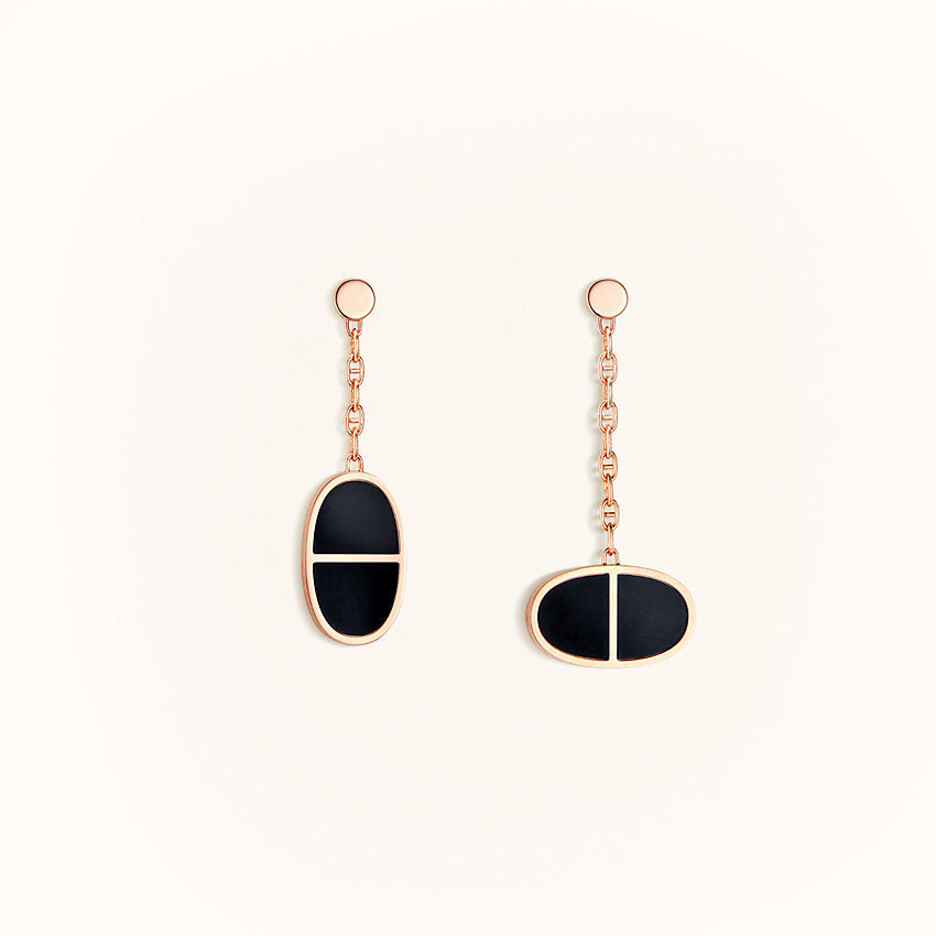 [Okajuri Jewelry]CHAINE VERSO BLACK CERAMIC EARRINGS