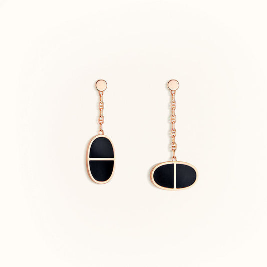 [Okajuri Jewelry]CHAINE VERSO BLACK CERAMIC EARRINGS