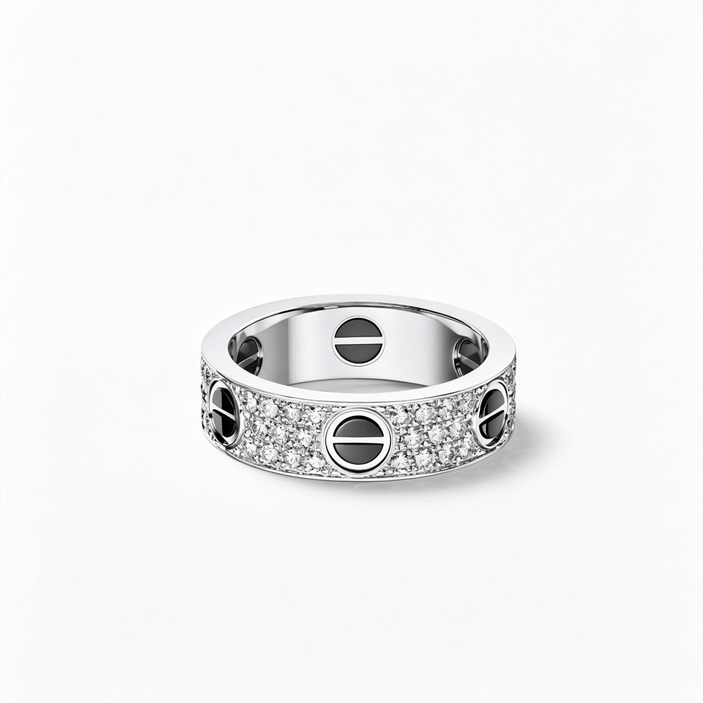 [Okajuri Jewelry] LOVE RING 5.5MM DIAMONDS PAVED CERAMIC