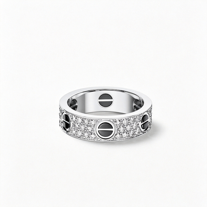 [Okajuri Jewelry] LOVE RING 5.5MM DIAMONDS PAVED CERAMIC