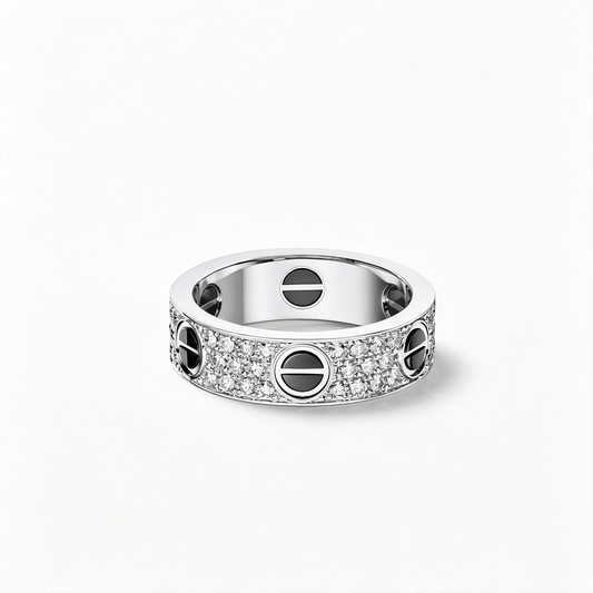 [Okajuri Jewelry] LOVE RING 5.5MM DIAMONDS PAVED CERAMIC