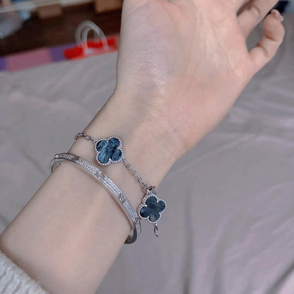 [Okajuri Jewelry]CLOVER 5 MOTIF PIETERSITE SILVER BRACELET