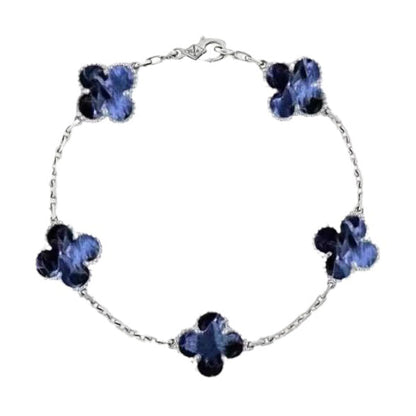 [Okajuri Jewelry]CLOVER 5 MOTIF PIETERSITE SILVER BRACELET