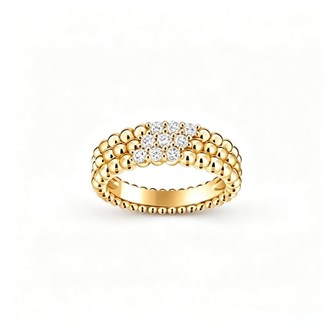 [Okajuri Jewelry]THREE-ROW DIAMOND RING