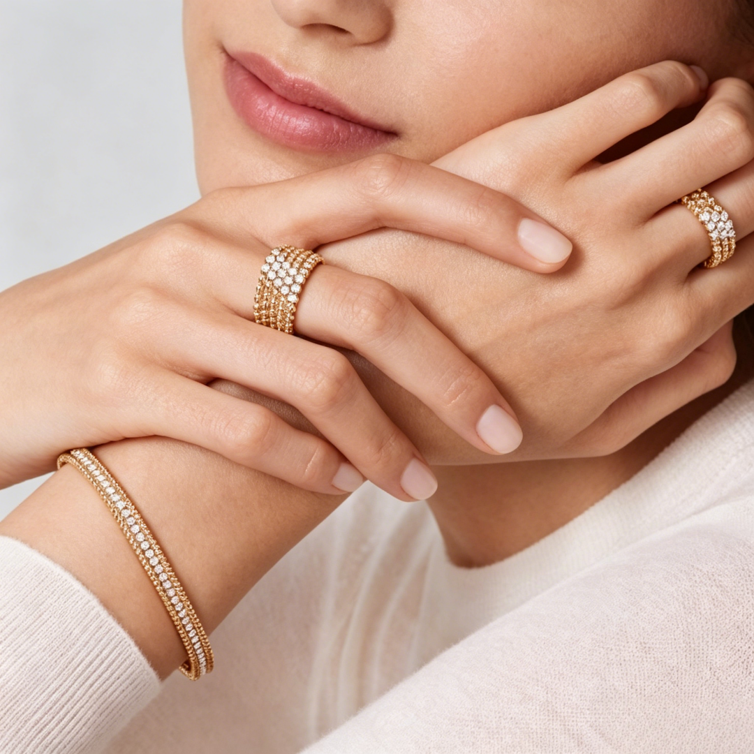 [Okajuri Jewelry]THREE-ROW DIAMOND RING
