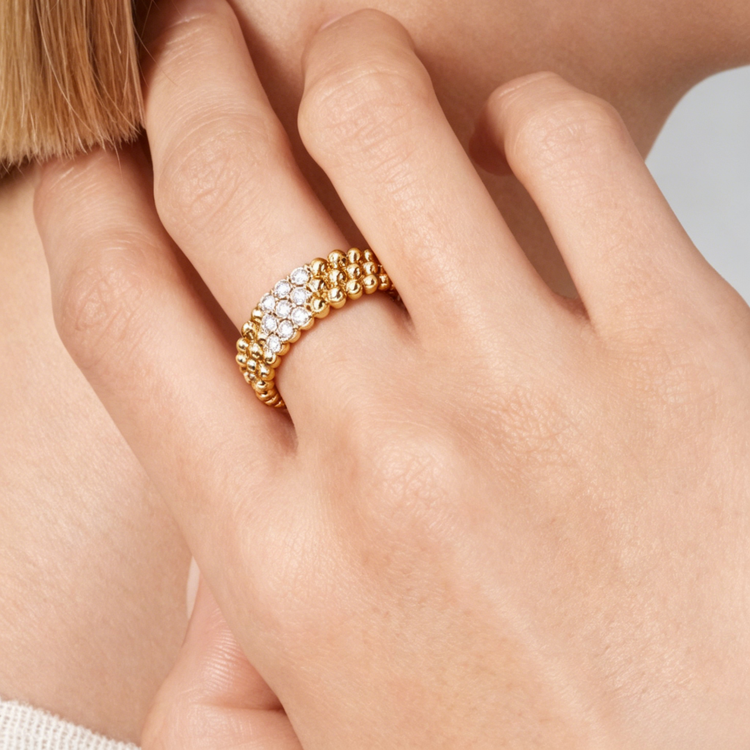 [Okajuri Jewelry]THREE-ROW DIAMOND RING