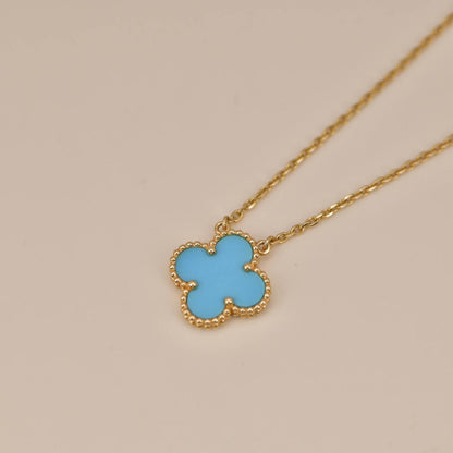 [Okajuri Jewelry]CLOVER 15MM VINTAGE TURQUOISE NECKLACE