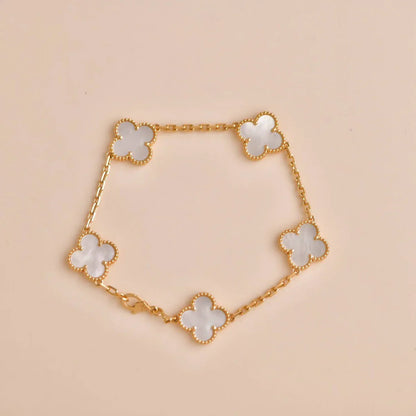 [Okajuri Jewelry]CLOVER WHITE PEARL MOP 5 MOTIF BRACELET COLLECTION