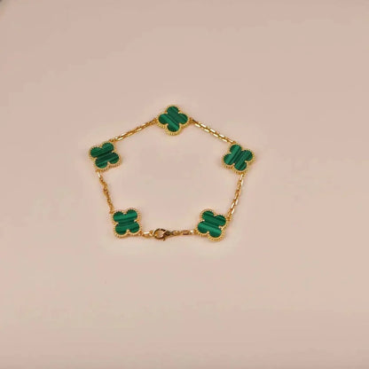 [Okajuri Jewelry]  CLOVER 5 MOTIF MALACHITE BRACELET COLLECTION