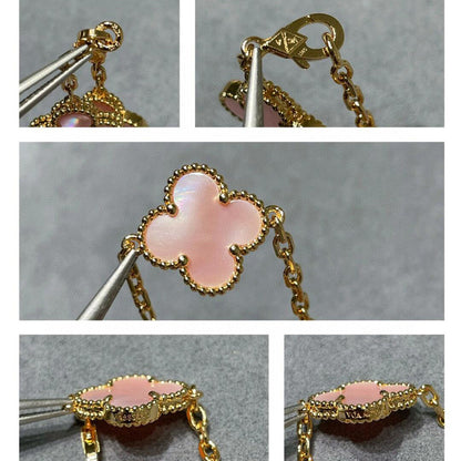 [Okajuri Jewelry] CLOVER 10 MOTIFS PINK MOP NECKLACE
