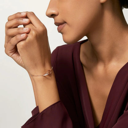 [Okajuri Jewelry] LOVE DOUBLE RING HALF DIAMOND BRACELET