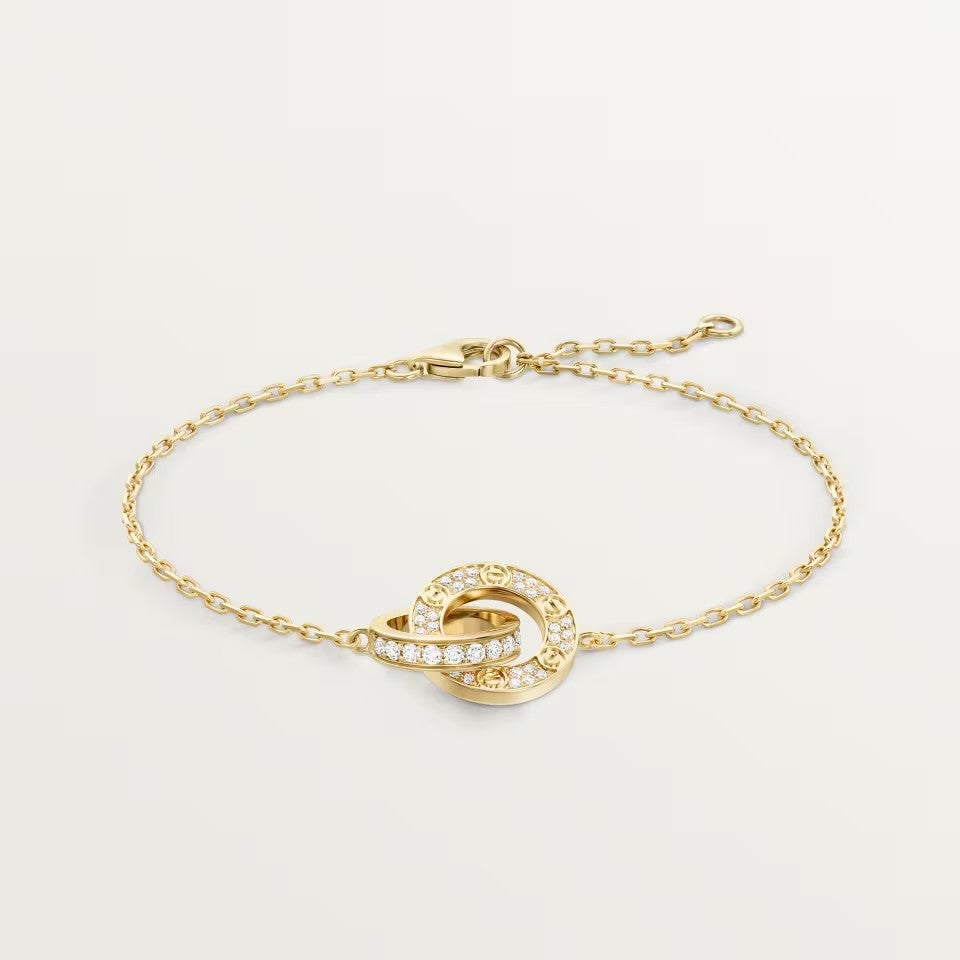 [Okajuri Jewelry] LOVE DOUBLE RING FULL DIAMOND BRACELET