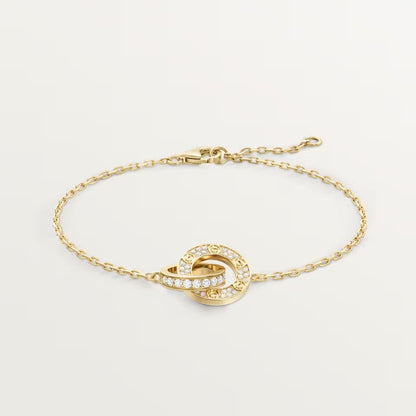 [Okajuri Jewelry] LOVE DOUBLE RING FULL DIAMOND BRACELET