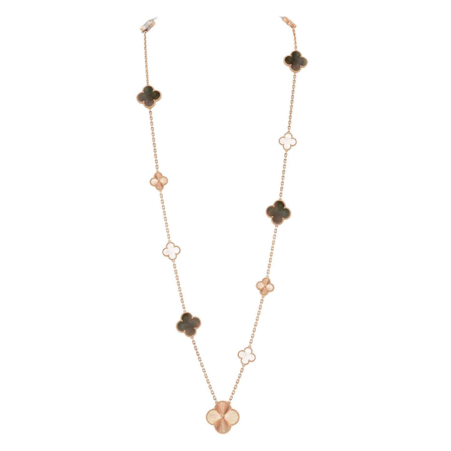 [Okajuri Jewelry] DETACHABLE CLOVER 15(11+4) FLOWER ROSE GOLD NECKLACE SET