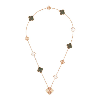 [Okajuri Jewelry] DETACHABLE CLOVER 15(11+4) FLOWER ROSE GOLD NECKLACE SET