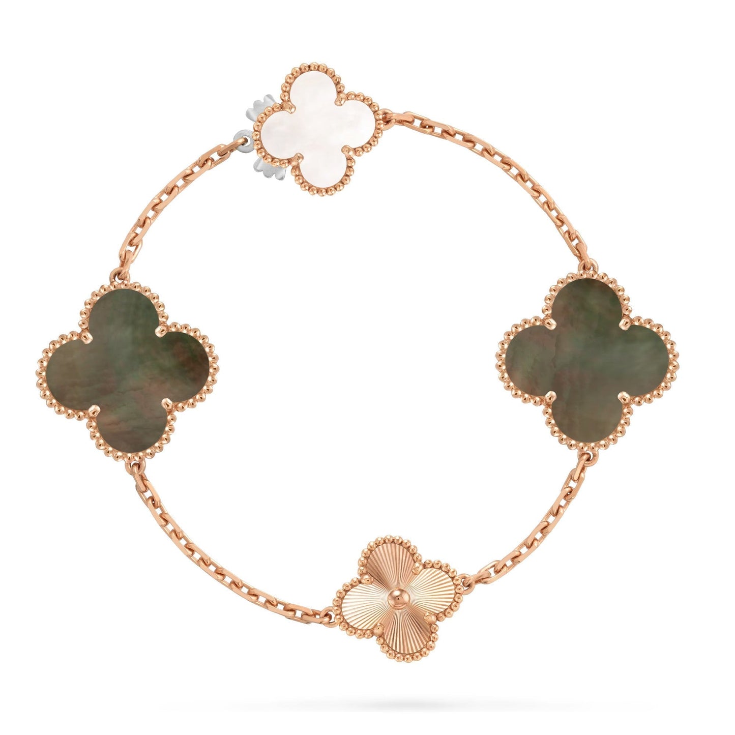[Okajuri Jewelry] DETACHABLE CLOVER 15(11+4) FLOWER ROSE GOLD NECKLACE SET