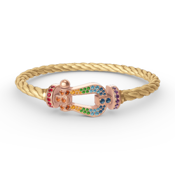 [Okajuri Jewelry]FORCE LARGE HORSESHOE  COLORED DIAMOND BRACELET ROSE GOLD
