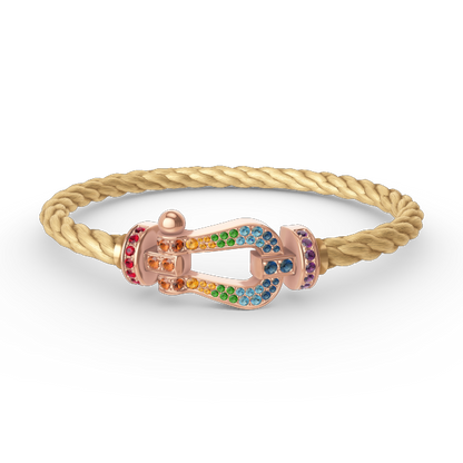 [Okajuri Jewelry]FORCE LARGE HORSESHOE  COLORED DIAMOND BRACELET ROSE GOLD
