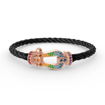 [Okajuri Jewelry]FORCE LARGE HORSESHOE  COLORED DIAMOND BRACELET ROSE GOLD