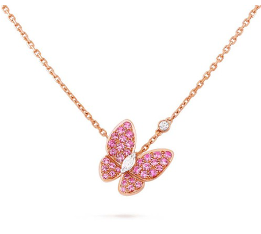 [Okajuri Jewelry]BUTTERFLY RED DIAMOND ROSE GOLD NECKLACE