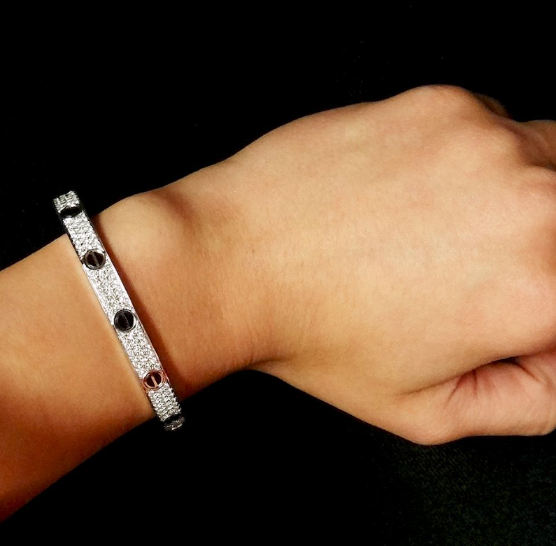 [Okajuri Jewelry] LOVE BRACELET 6.1MM DIAMOND-PAVED CERAMIC